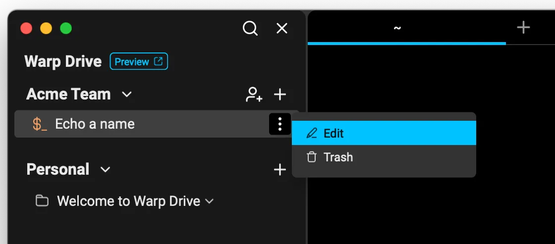 Edit workflow menu